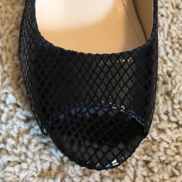 Calvin Klein Black Leather Peep-toe High Heels - Picture 8 of 12